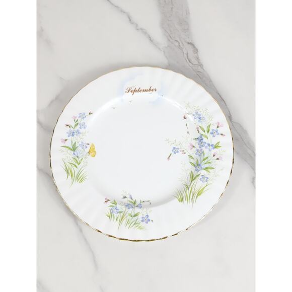 Royal Albert September Forget Me Nots Wild Flower 1987 Bone China 8" Decor Plate - Picture 7 of 11